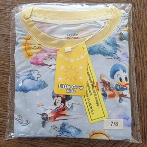 Disney Mickey & Pooh Airplanes Bamboo PJs Set Unisex Size 7/8 NWT